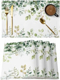 Placemats Set of 8, Eucalyptus Woven Placemat, Linen Place Mats for