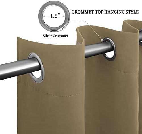 Easy-Going Thermal Grommet Blackout Curtains, 2 Panels 52x96 in, Tan