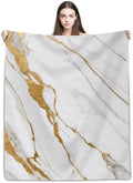 Marble Throw Blanket, White Gold Crack Vintage Flannel Blanket 30"x40"