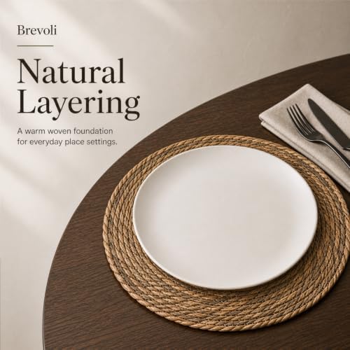 13 Inch Round Woven Placemats Set of 8, Cattail Charger Plates
