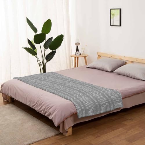 Flannel Fleece Blanket 60" x 80", Gray Boho Microfiber Cozy Soft