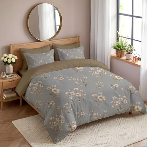 Retro Pastoral Duvet Cover King Set with 2 Pillowcases