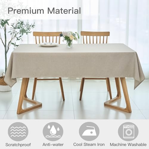 maxmill Linen Texture Tablecloth Water Resistance Antiwrinkle