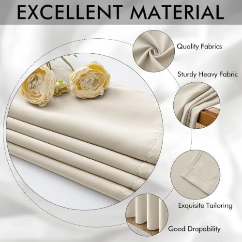 MIULEE Cream Beige Blackout Bedroom Curtains Drapes 84 Inch Long