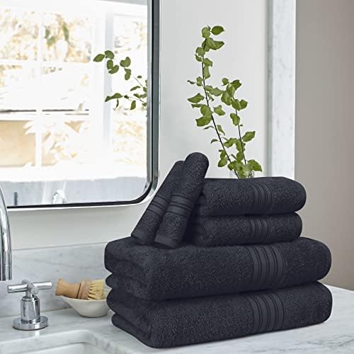 BOUTIQUO 6 Pack Cotton Towel Set, Contains 2 Bath Towels 28x55 inch, 2
