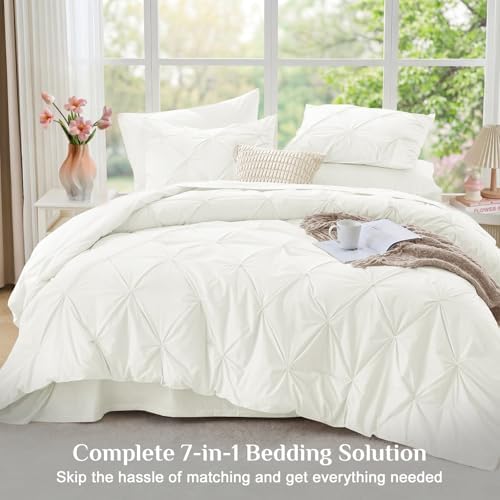 JOLLYVOGUE Queen Comforter Set 7 Pieces - Bed in a Bag Queen for All