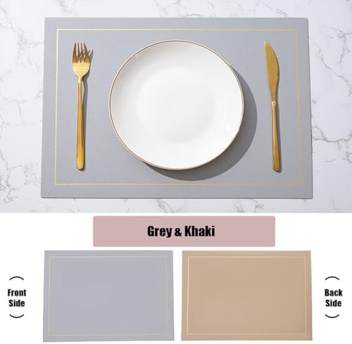 6 Piece Placemats for Dining Room, 11.82 x 16.93 Inches Leather Heat