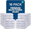 16-Pack Bath Towel Set, 27" x 54", 600 GSM Cotton, Commercial-Grade