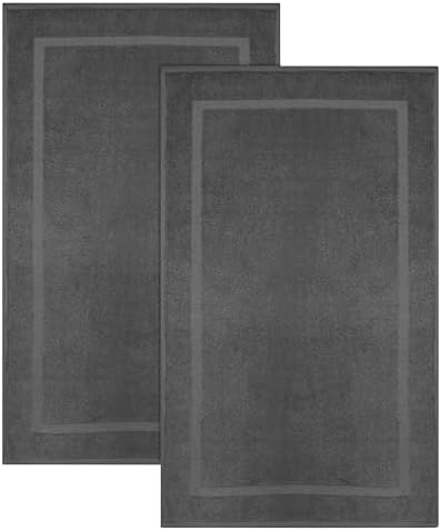 COTTON CRAFT Bath Mats - 2 Pack Tub Shower Floor Mat - 21x30- Charcoal