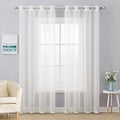 MIULEE 2 Panels Solid Color Ivory Sheer Curtains Elegant Grommet Top