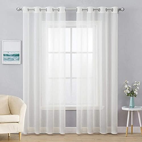 MIULEE 2 Panels Solid Color Ivory Sheer Curtains Elegant Grommet Top