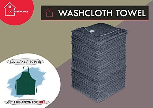 WASHCLOTH Soft Cotton Towels 11"x11" Grey - (50 Pack) with 1 Free