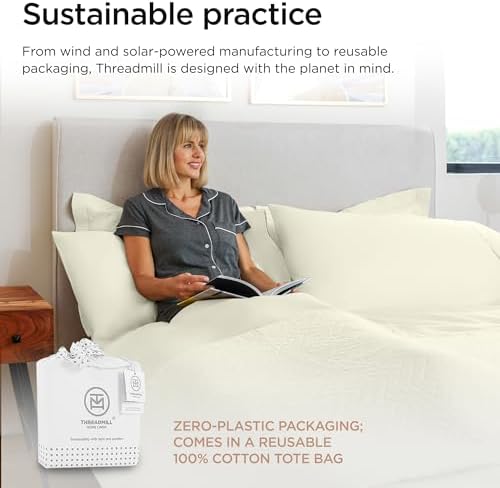 Threadmill 600 Thread Count Cotton King Sheet Set, Sateen, Ivory