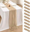 10 Pack Beige Cheesecloth Table Runner 17x108 Inch Gauze Boho Fabric