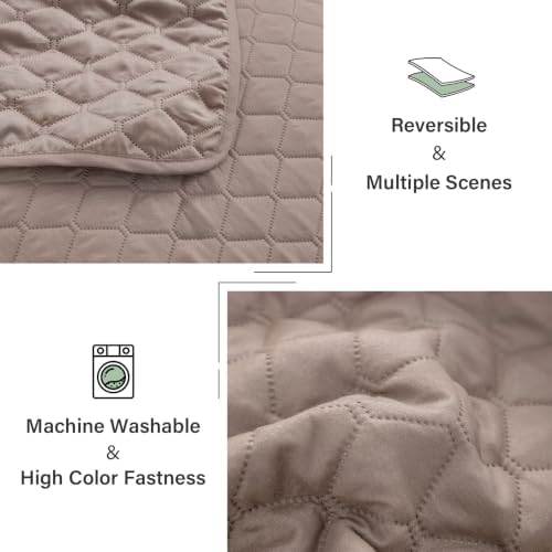 Exclusivo Mezcla Reversible King Size Quilt Bedding Set, Taupe