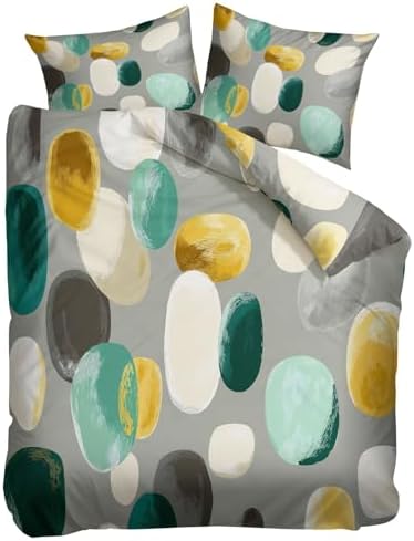 Modern Abstract Elliptical Design Duvet Cover Set Queen Size, 3 Pieces