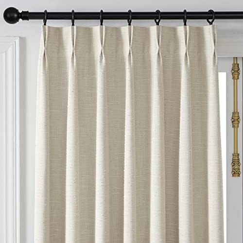 Natural Linen Sheer Curtain 108 inches Long,Pinch Pleat Back Tab