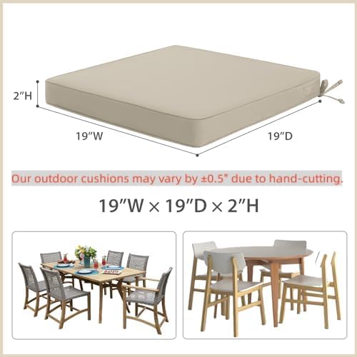 Favoyard Outdoor Chair Cushions 19" W x 19" D x 2" T Set of 4, Beige