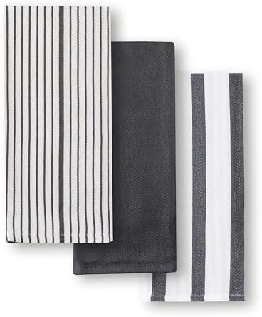 Benson Mills Mali Set of 3 Kitchen Towels (18” x 28”, Charcoal)