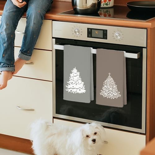 JINYO Boho Neutral Christmas Kitchen Towels, Modern Winter Snowy