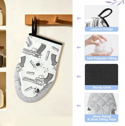 Dot Gray Oven Mitts and Pot Holders Set 2 Pack