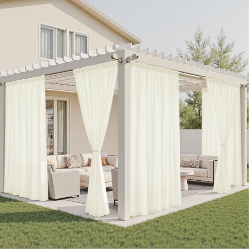 HOMEIDEAS Non-See-Through Ivory Privacy Semi Sheer Curtains,52