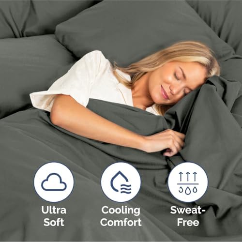 King Sheets Set, 4 Pieces 16" Deep Pocket Hotel Luxury, Dark Slate