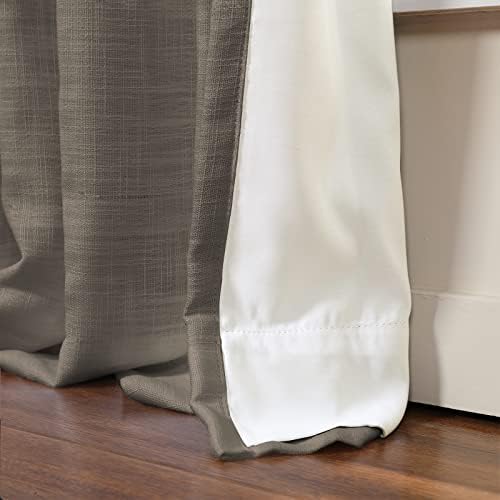 TWOPAGES Medium Gray Pinch Pleated Curtain 108 Inch Length Linen Blend