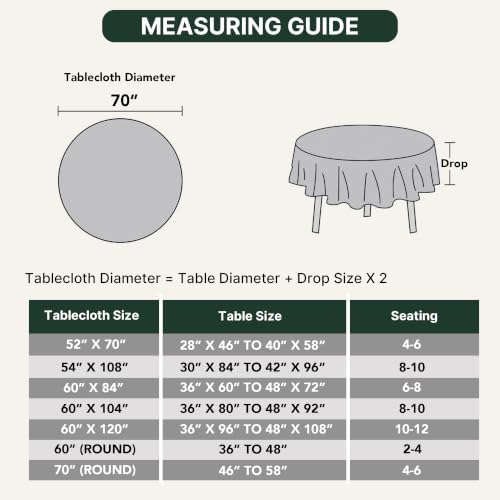 H.VERSAILTEX Round Tablecloth Waffle Textured Waterproof Table Cloth