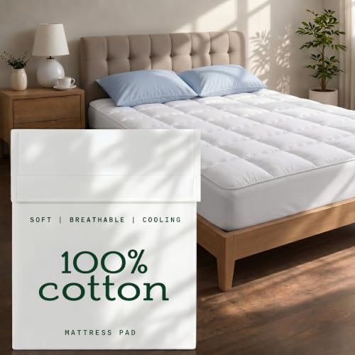 Niagara Cotton Mattress Pad Queen 60x80 - Non Noisy Cooling Breathable