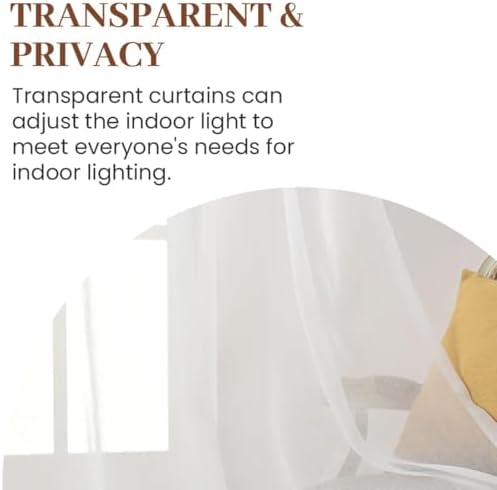 Dreaming Casa Rod Pocket Solid Sheer Curtains, White, 52" W x 108" L