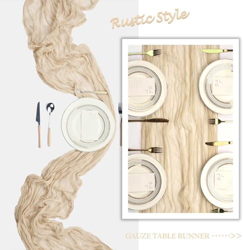 12 Pack 23 x 120 Inch Beige Table Runner 10Ft Cheesecloth