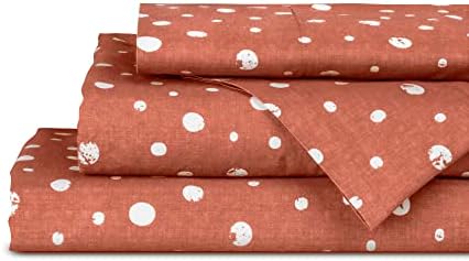 Linen Home Cotton Lyocell Blend Percale Sheet Set Twin, Polka Cedar
