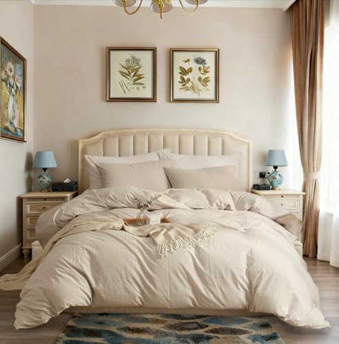 Soft 100% Washed Cotton Full Size Duvet Cover Set