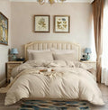 Soft 100% Washed Cotton Full Size Duvet Cover Set
