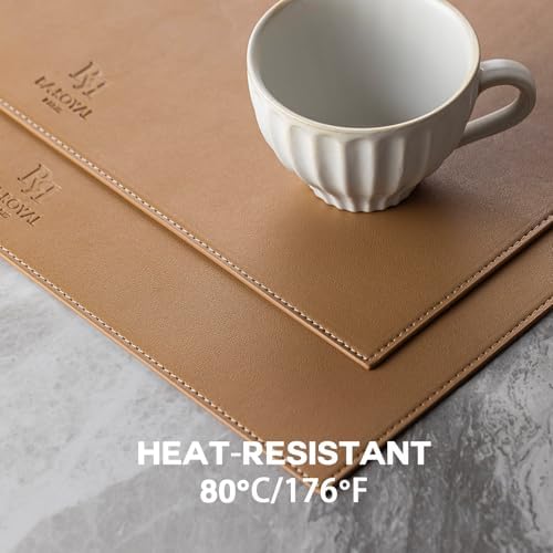 Baroyal Faux Leather Placemats Set of 6 Vinyl Washable Wipeable Table