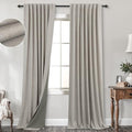 KOUFALL Taupe Back Tab Linen Blackout Curtains 52x120 Inches Long