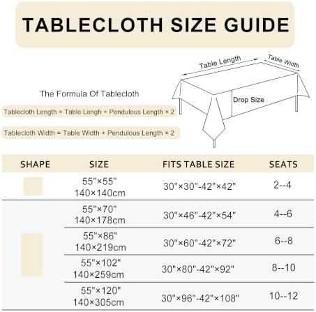 DWCN Rectangle Tablecloth Jacquard Faux Linen 55x70 Inch Beige