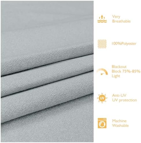 LUSTROWIN Pinch Pleated Curtains 108 Inch Long for Living Room, Light