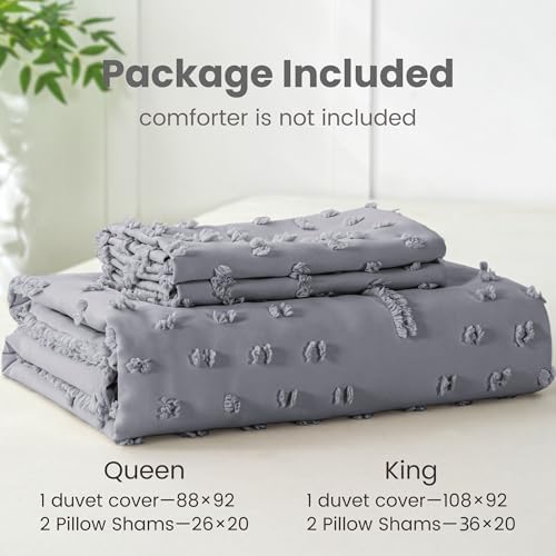 Sophia & William Microfiber Boho Tufted Duvet Cover Set, Queen, 3 PCS