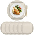 Minimalist Grid Faux Leather Placemats Set of 6, 15in, Waterproof Heat