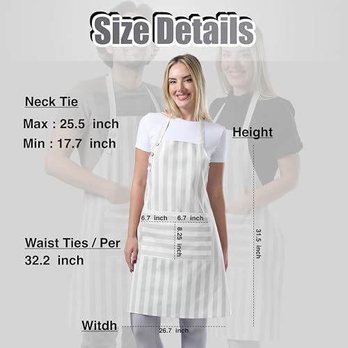 TOSHEX Kitchen Apron Cotton Waterdrop Resistant Adjustable Button