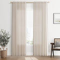 SMABU Linen Curtains 84 Inch Long for Living Room Hook Belt Natural