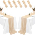 6 Pack Beige Cheesecloth Table Runners, 35x120 Inch