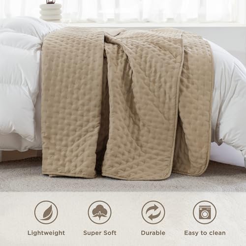 Andency Beige King Size Quilt Bedding Set, 3 Pieces Bedspread Coverlet