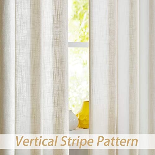 Central Park Beige White Vertical Stripe Curtain Semi Sheer, 44" Wx84