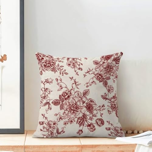 AEIOAE Chinoiserie Floral Pillow Covers 18 x 18 Inch Set of 2, Vintage