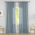 DONREN Stone Blue Linen Back Tab Curtains 96 Inches Long 2 Panels Set