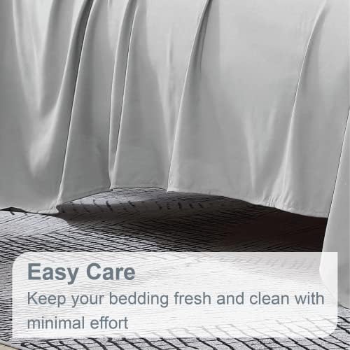 Swift Home Twin XL 4 Piece Sheet Set, Ultra-Soft, Light Gray