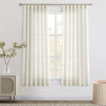 Joywell Linen Curtains 63 Inches Long for Living Room Hook Belt Cream